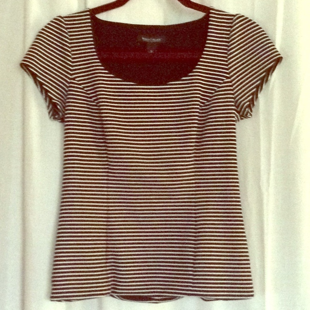 WHBM black and white stripes top